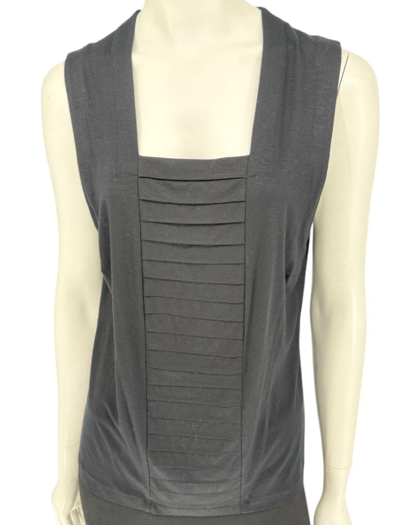 Akris Punto Black Modal-Blend Pleated Front Sleeveless Top – Size US 14