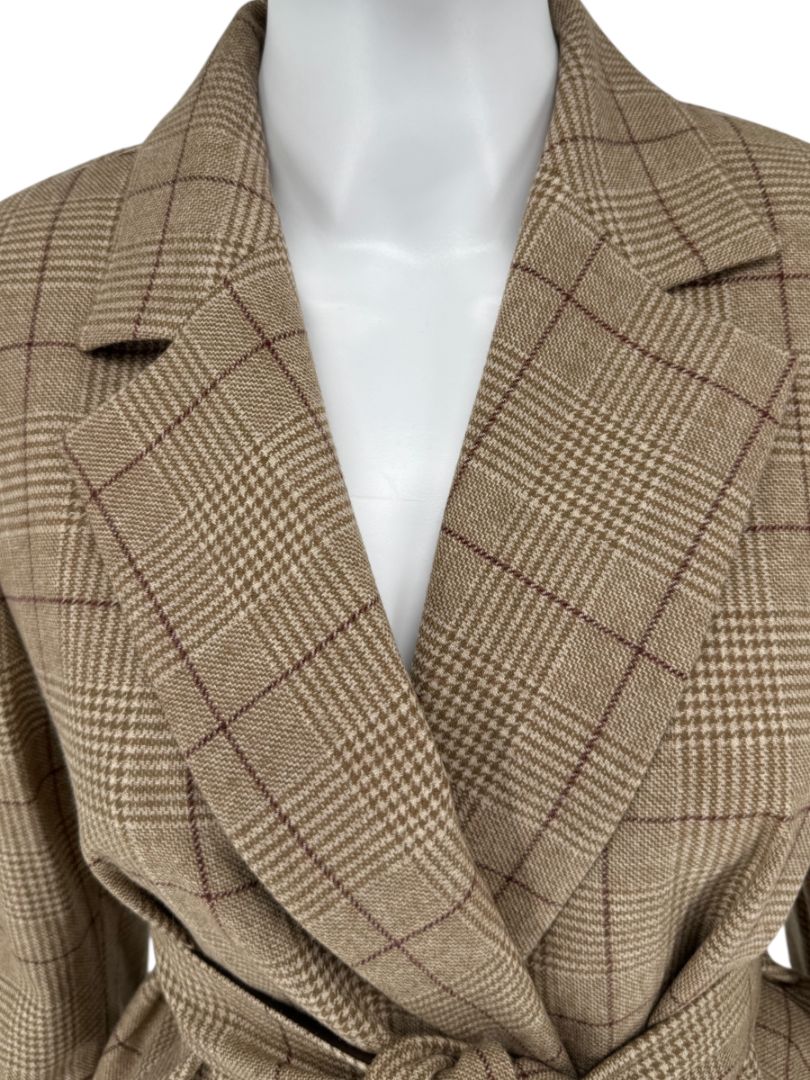 Kiton Wool-Cashmere Plaid Belted Blazer & Drawstring Trousers – Size IT 44