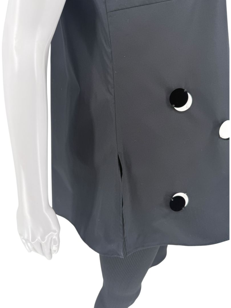 Akris Punto Black Cotton Tunic with Mirror Disc Detail – Size 10