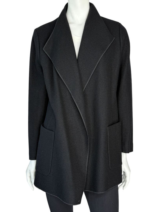 NWT Agnona Black 100% Cashmere Open-Front Coat – Size IT 46 / US 10