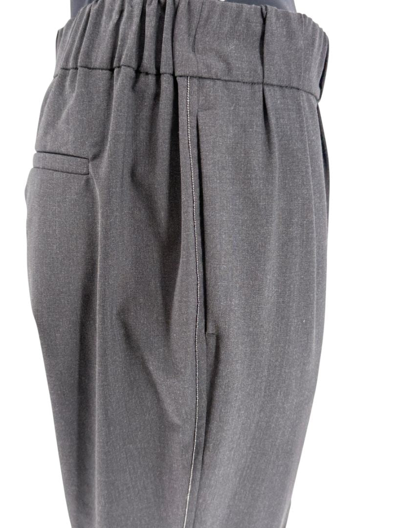 Brunello Cucinelli Charcoal Grey 100% Silk Pants – Size IT 44 / US 8