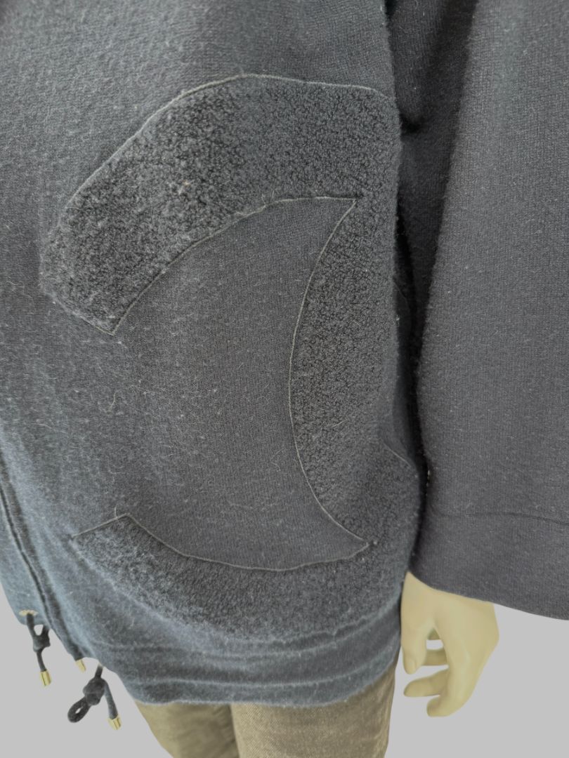 Chanel Navy Blue Cashmere Hoodie with Silver Hardware – Size 36
