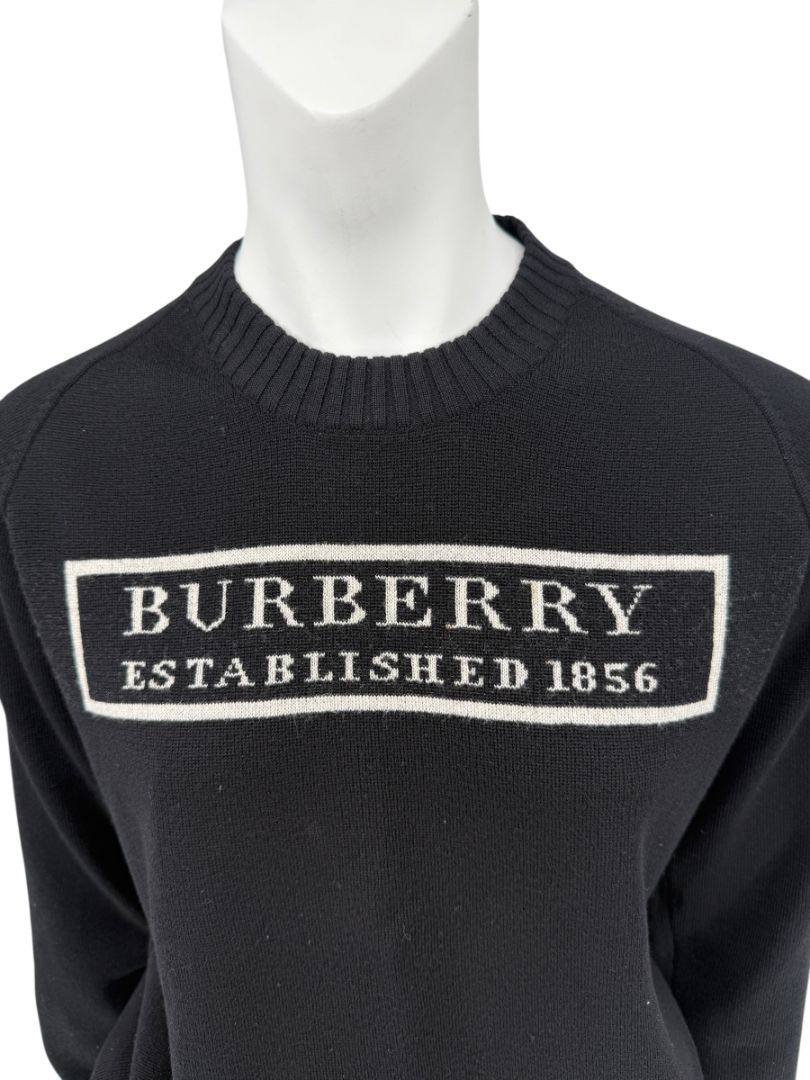 Burberry London Black Wool Logo Sweater – Size L