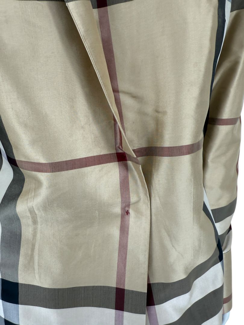 Burberry London Women’s Beige Nova Check Silk Blazer – Size XL
