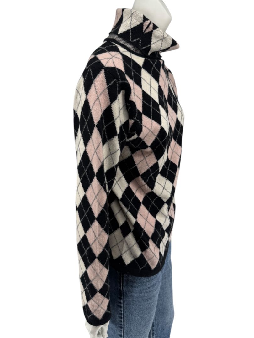 Pringle of Scotland 100% Cashmere Argyle Turtleneck Sweater – Size XL