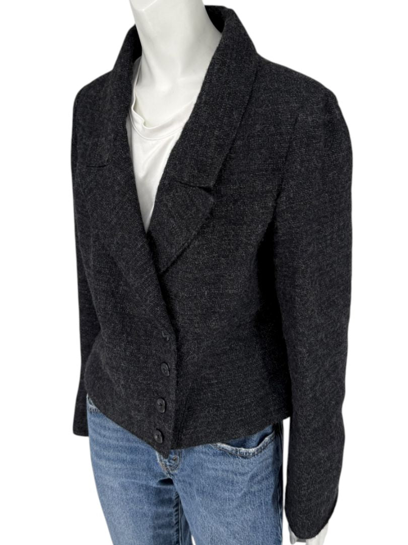 Ron Leal Charcoal Alpaca-Linen Tailored Jacket – Size 12