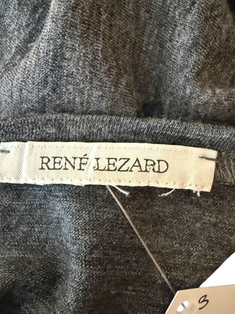 René Lezard Charcoal Gray V-Neck Knit Top – Large