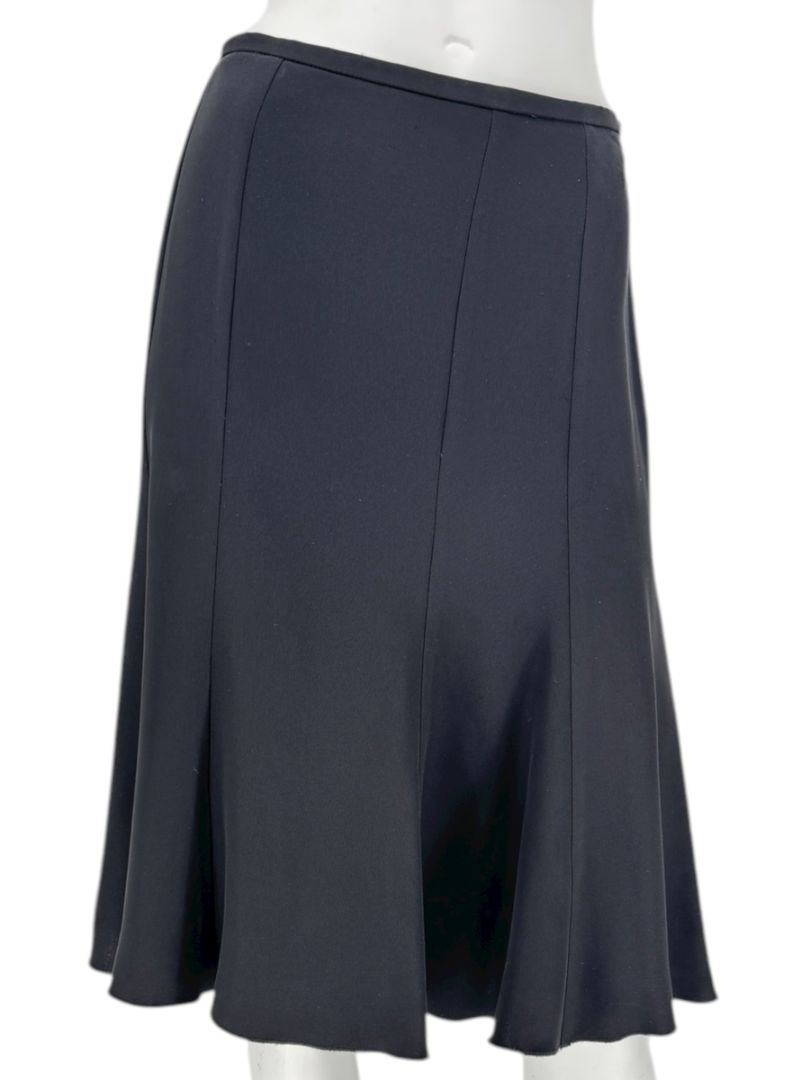 Armani Collezioni Black Acetate–Silk Flounce-Hem Skirt – Size 12 (IT 48)