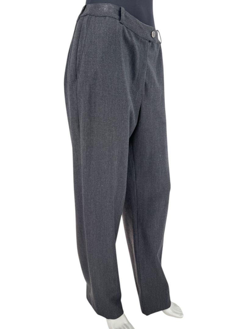 Chanel Charcoal Wool-Blend Straight-Leg Trousers – Size 42