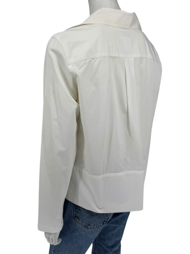 Chanel Ivory Zip-Front Cotton Blouse – Size 42