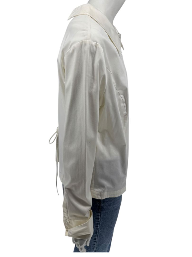 Escada White Cotton-Blend Lace-Up Back Dress Shirt – Size 42