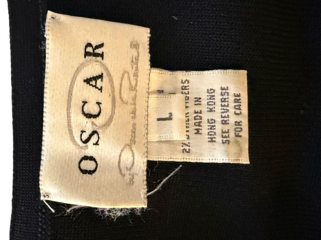 Oscar Navy Rayon-Nylon Knit Cardigan – Size L