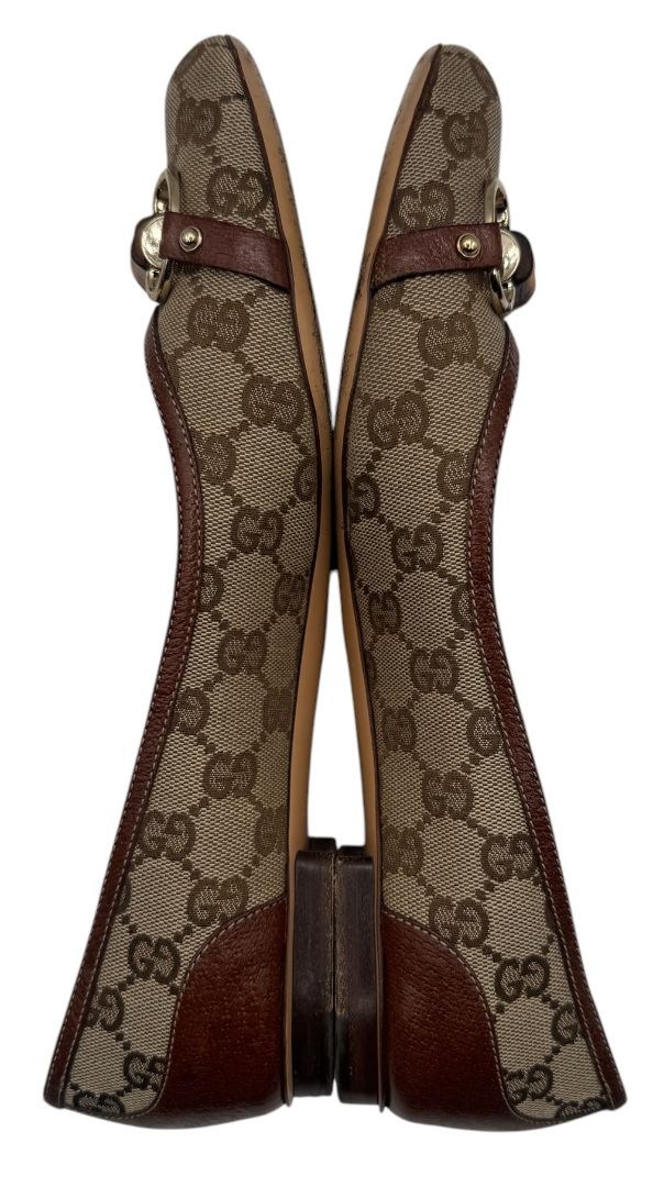Gucci GG Canvas & Leather Bamboo Horsebit Flats – Size 11B (Made in Italy)