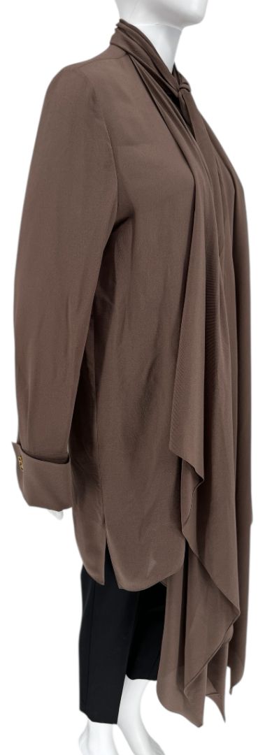 Fendi Draped Silk Georgette Blouse in Cocoa Brown – Size IT 42 (US 6)