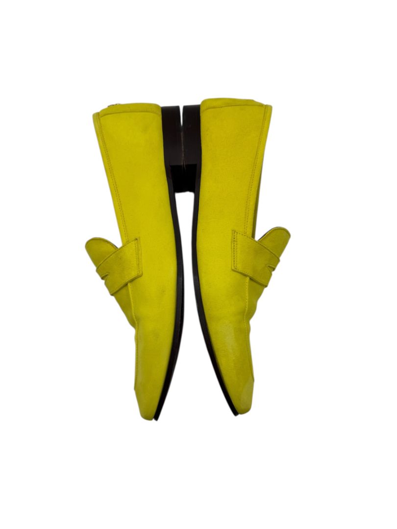 Bougeotte Penny Loafers in Neon Yellow Suede – Size 40.5