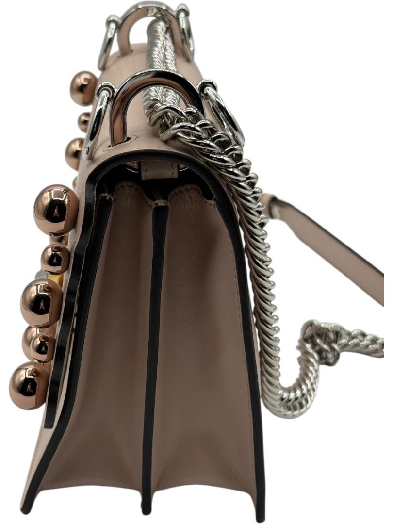 Fendi “Kan I” Small Scalloped Pearl Stud Shoulder Bag
