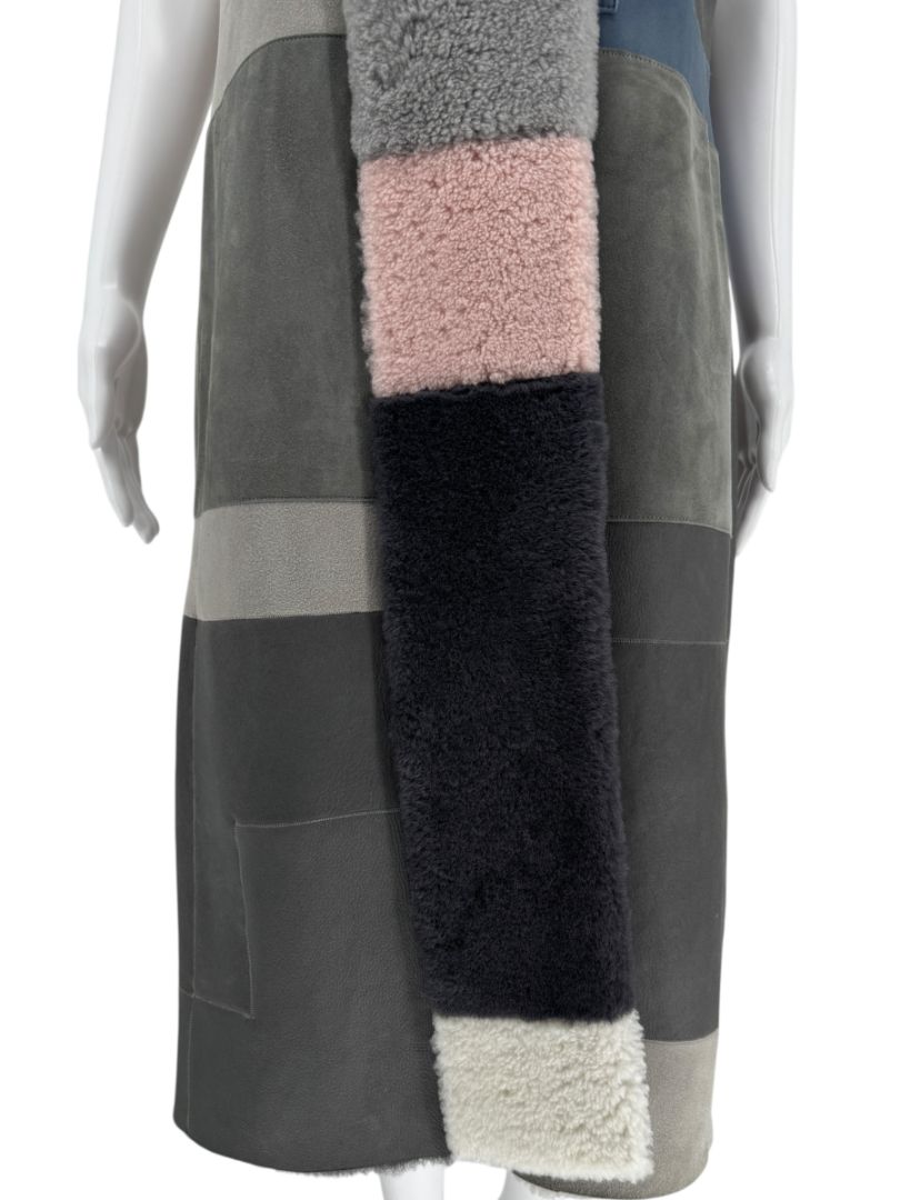 Akris Colorblock Shearling Patchwork Vest – Size 10