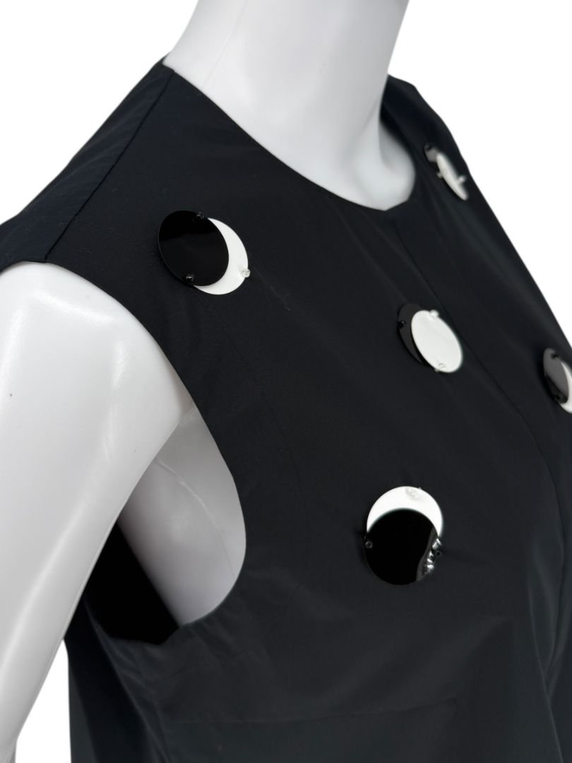 Akris Punto Black Cotton Tunic with Mirror Disc Detail – Size 10