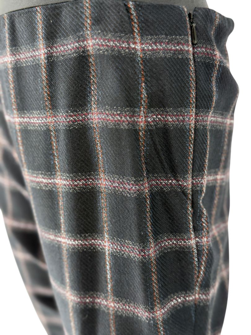 Pamella Roland Black & Gray Windowpane Plaid Pantsuit – Large