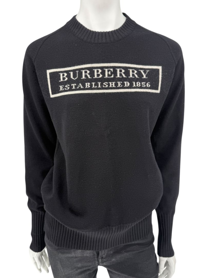 Burberry London Black Wool Logo Sweater – Size L