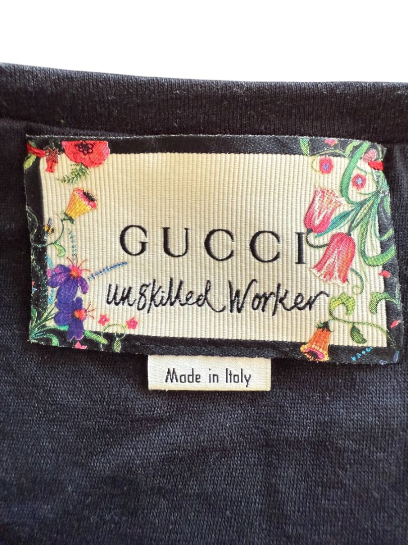 Gucci x Unskilled Worker Women’s Black Graphic Cotton T-Shirt – Size S (Mens)