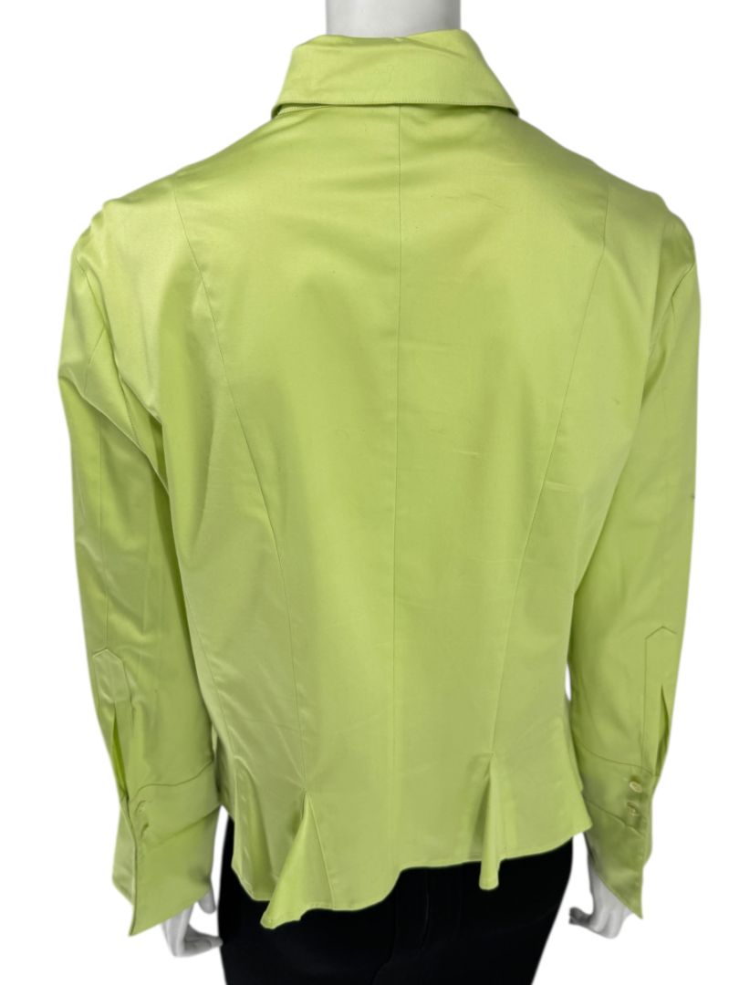 Escada Lime Green Cotton Blend Tailored Blouse – Size 42