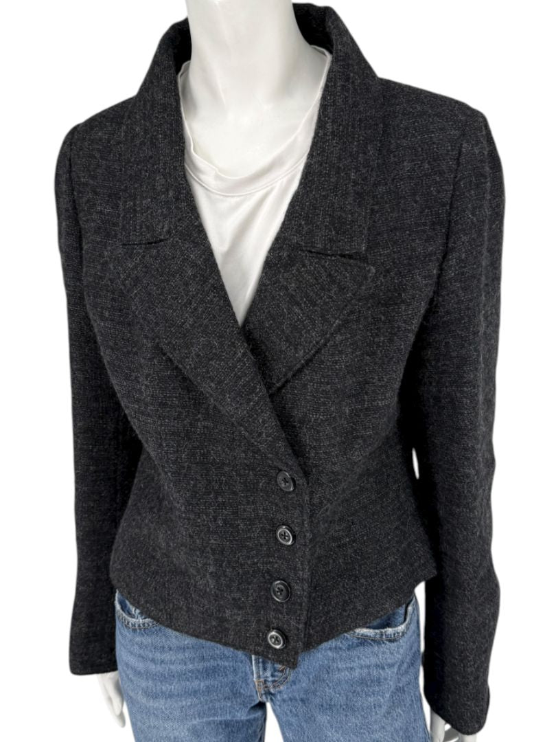 Ron Leal Charcoal Alpaca-Linen Tailored Jacket – Size 12