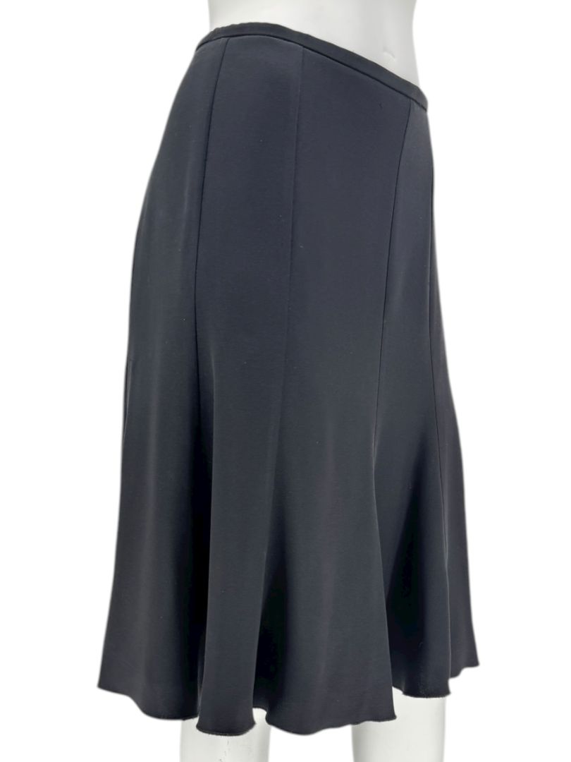 Armani Collezioni Black Acetate–Silk Flounce-Hem Skirt – Size 12 (IT 48)