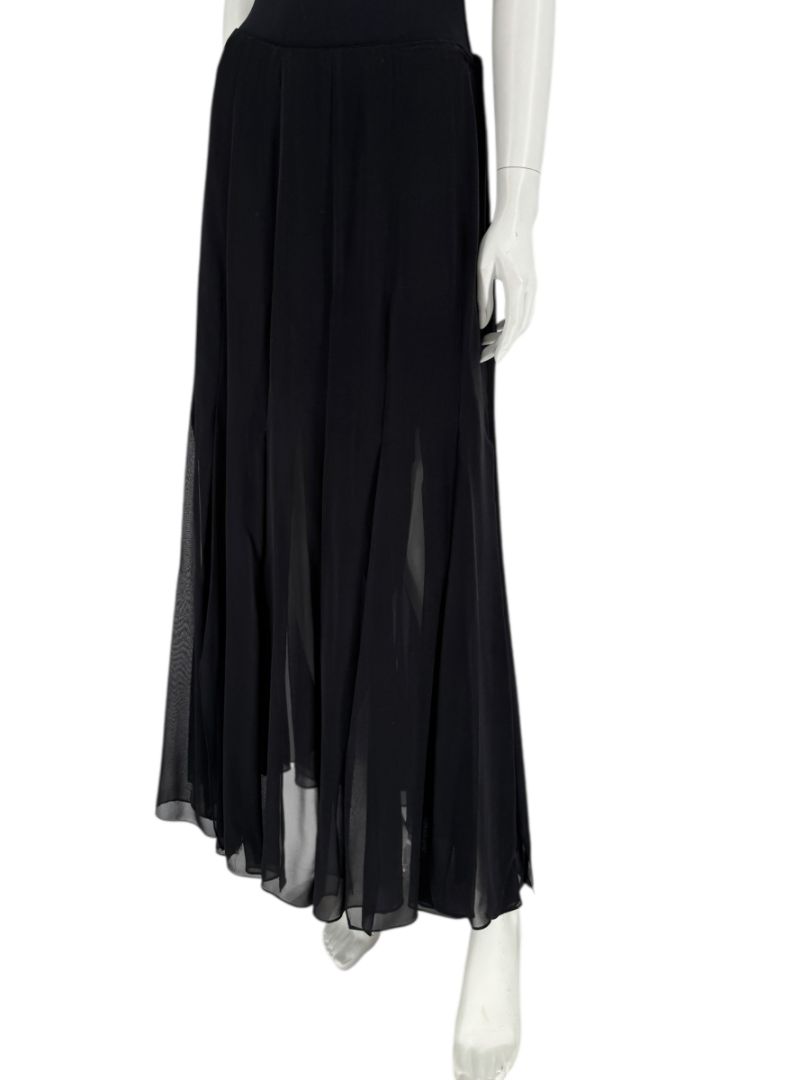 Dana Buchman Black Silk Pleated Maxi Skirt – Size 10