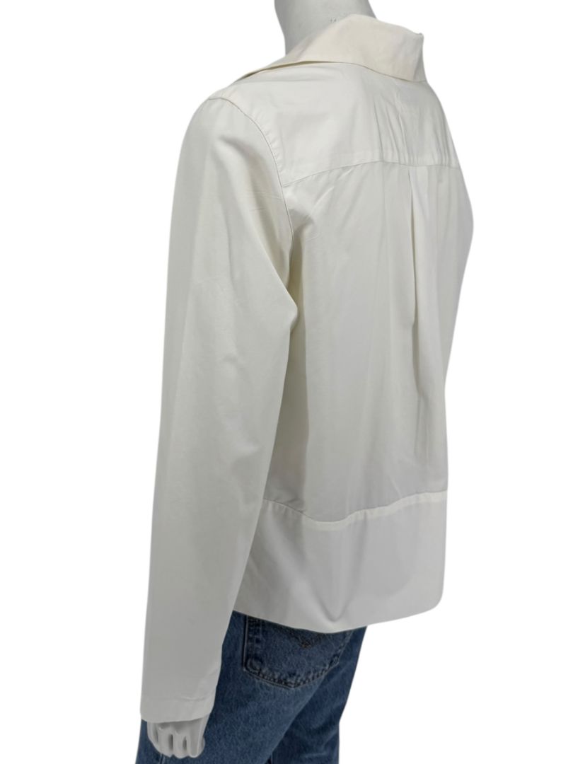 Chanel Ivory Zip-Front Cotton Blouse – Size 42