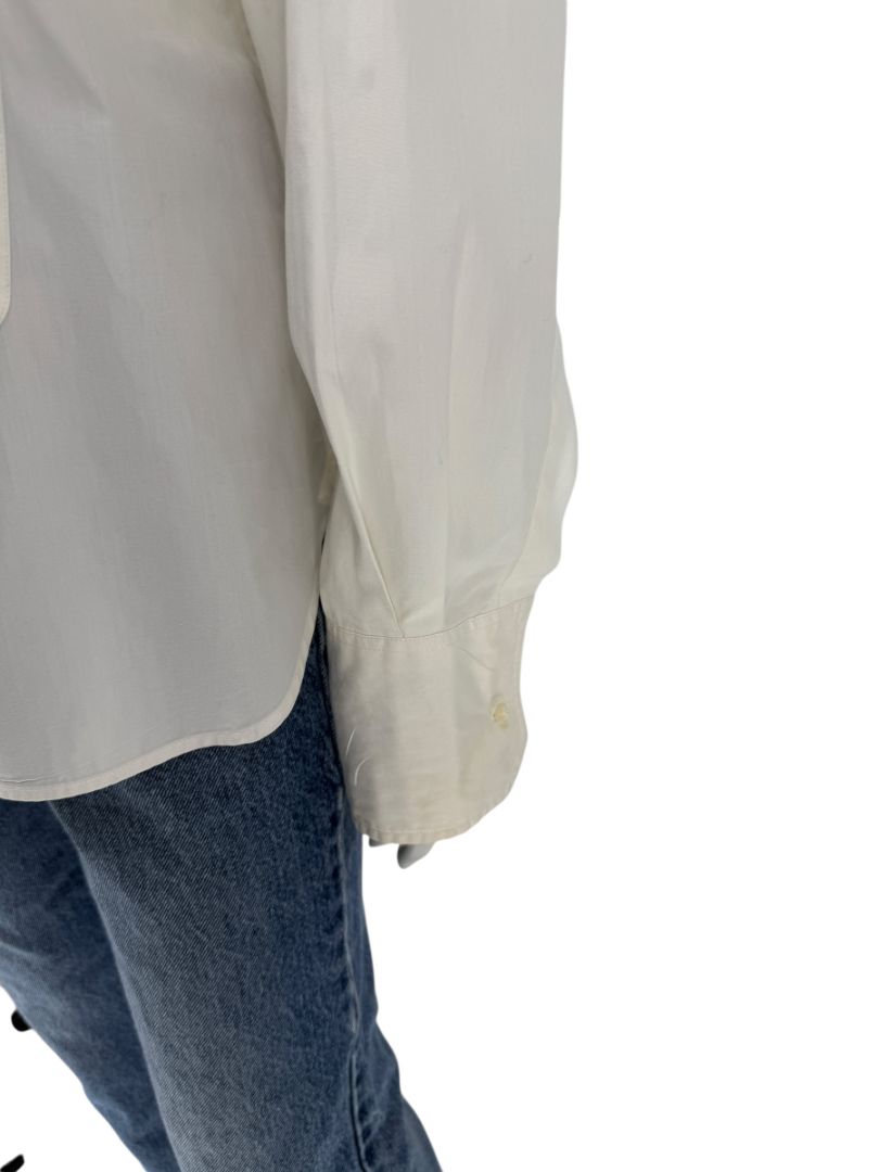 Karl Lagerfeld White Cotton Tuxedo-Style Pleated Shirt – Size 44