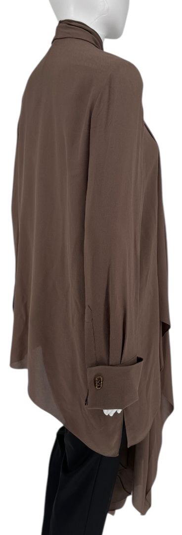 Fendi Draped Silk Georgette Blouse in Cocoa Brown – Size IT 42 (US 6)