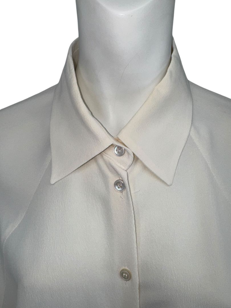 Michael Kors Ivory Silk Blend Button-Up Blouse - Size 8