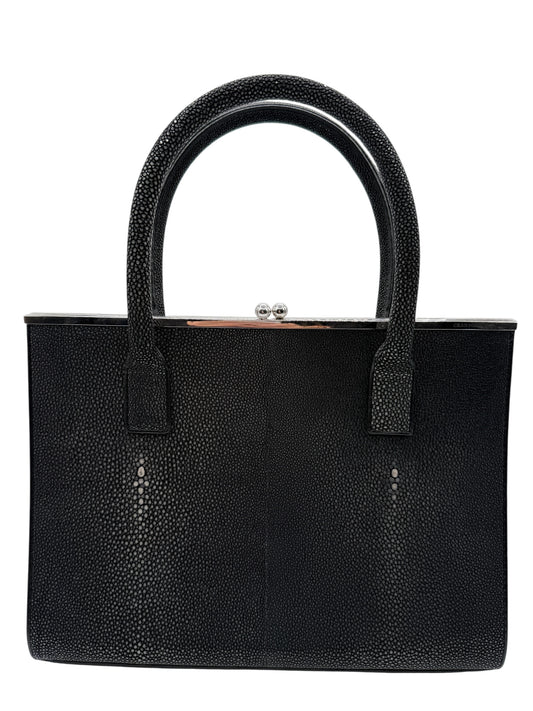 Crawford Black Shagreen/Stingray Top Handle Bag w/ 925 Silver Hardware