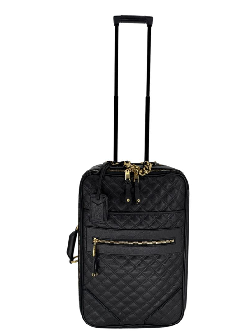 Marc Jacobs Quilted Black Leather Carry-On Suitcase – 20.8" x 14.2" x 8.3"