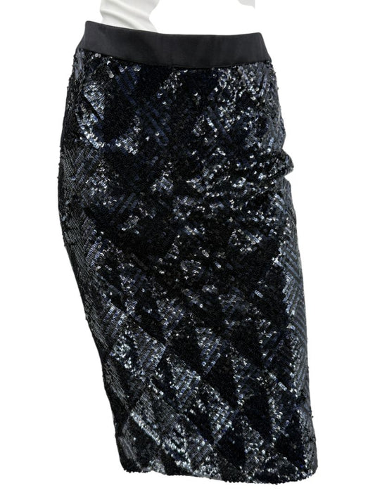 Pamella Roland Black Sequin Pencil Skirt – Large