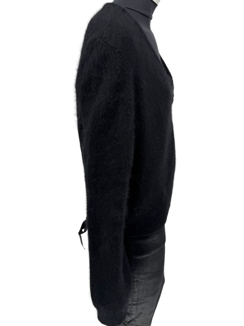 Christian Dior Black Angora-Wool Wrap Sweater – Size 44 (FR) / 12 (US)