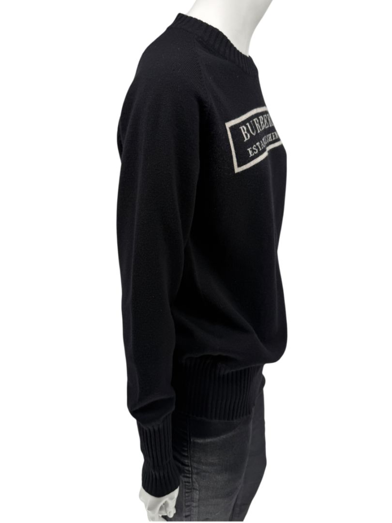 Burberry London Black Wool Logo Sweater – Size L