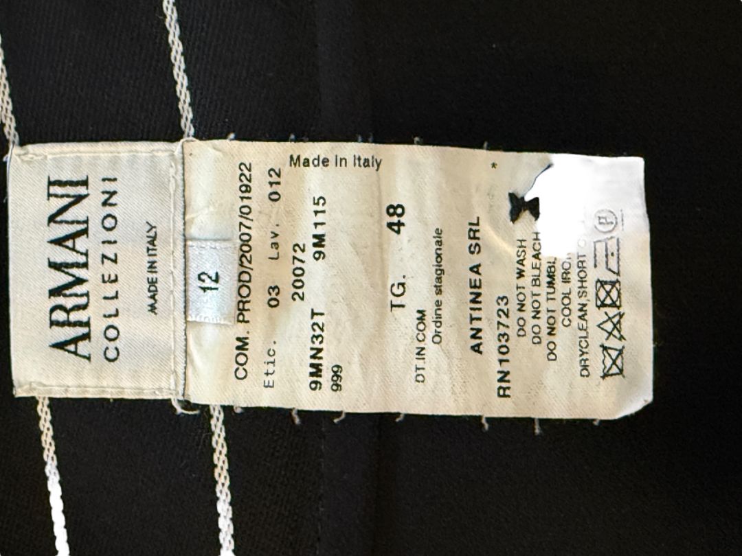 Armani Collezioni Black Pinstripe Wool Skirt – Size 12