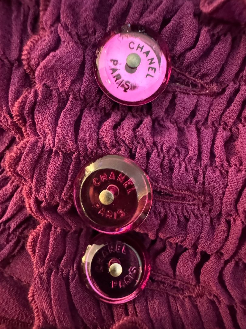 Chanel Fuchsia Silk High-Neck Blouse – Fall 2001 FR 42