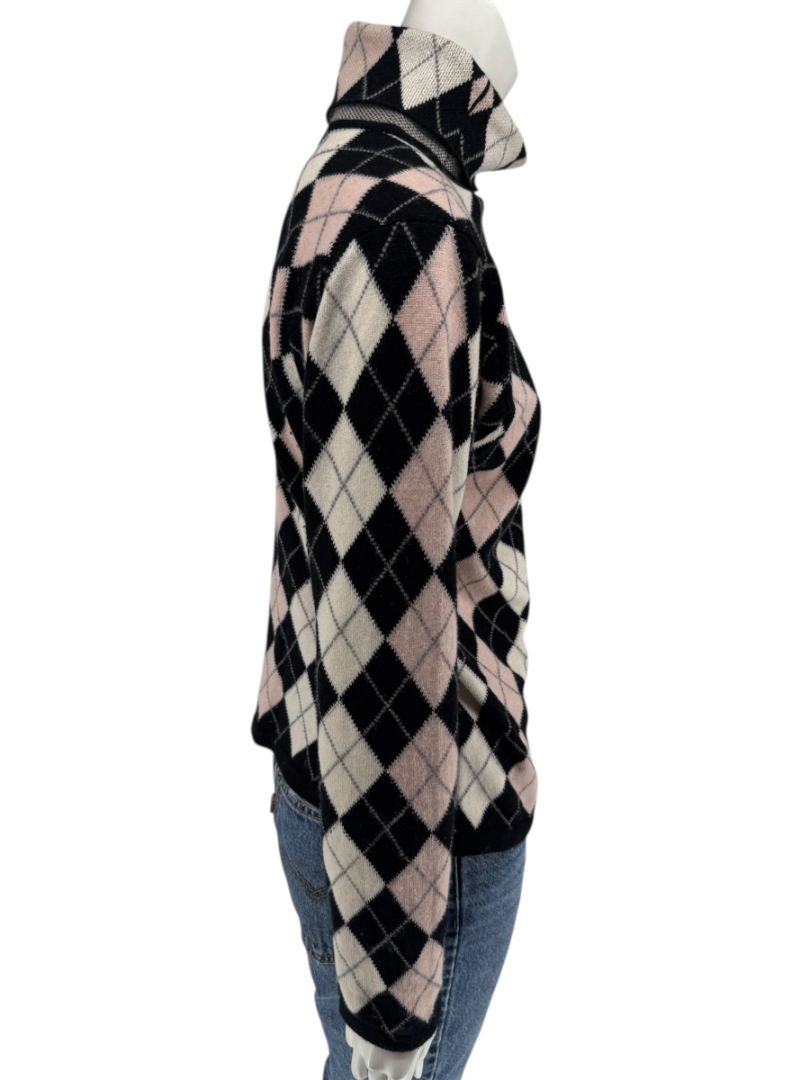 Pringle of Scotland 100% Cashmere Argyle Turtleneck Sweater – Size XL