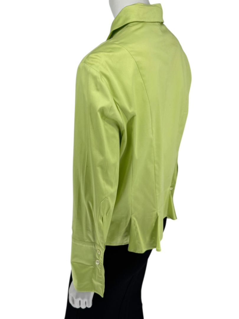 Escada Lime Green Cotton Blend Tailored Blouse – Size 42
