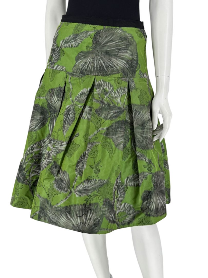 Oscar de la Renta Green Floral Silk Skirt – Fall 2008 - Size 16
