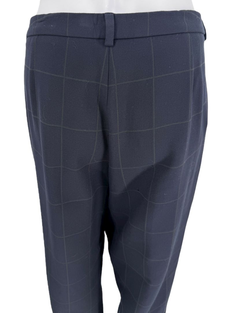 Armani Collezioni Navy Windowpane Check Trousers – Size 48
