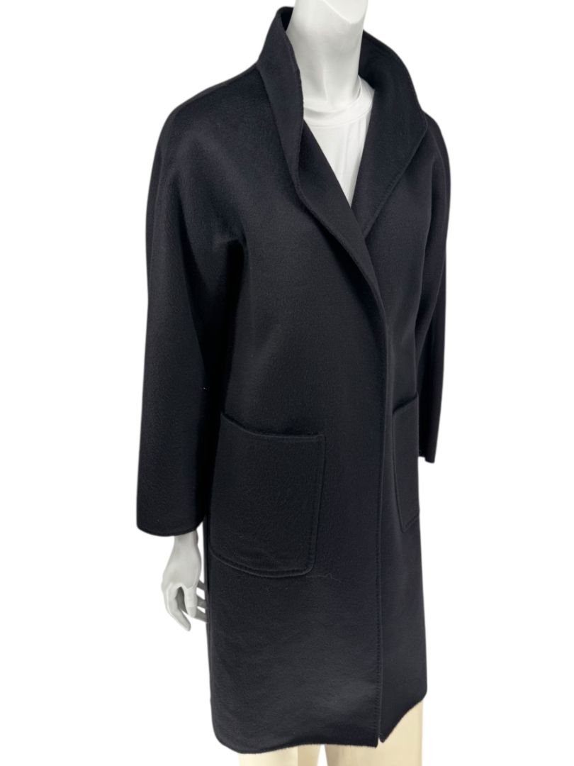Max Mara Women’s Black 100% Wool “Cucito a Mano” Coat – Size 4