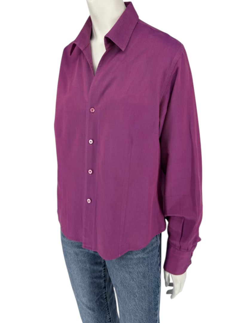 Craig Taylor Purple Egyptian Cotton Button-Front Blouse – Size XL
