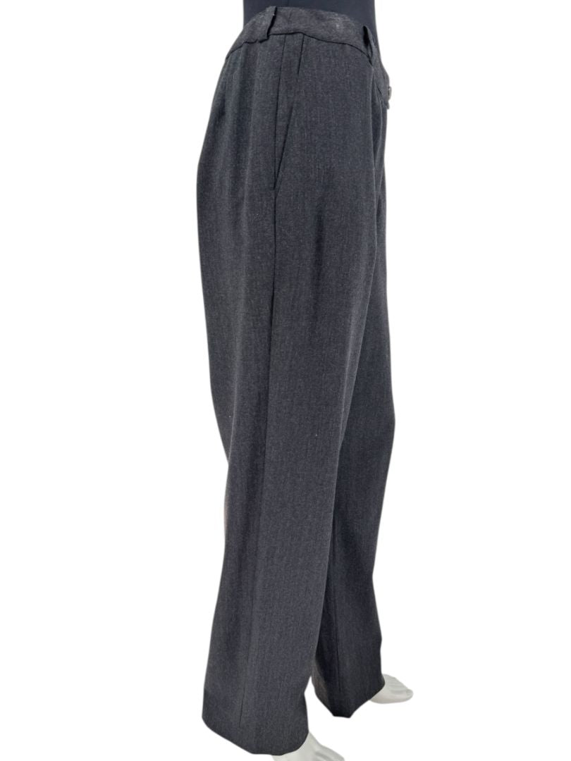 Chanel Charcoal Wool-Blend Straight-Leg Trousers – Size 42