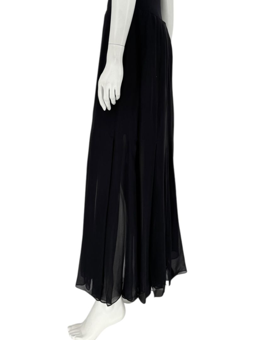 Dana Buchman Black Silk Pleated Maxi Skirt – Size 10