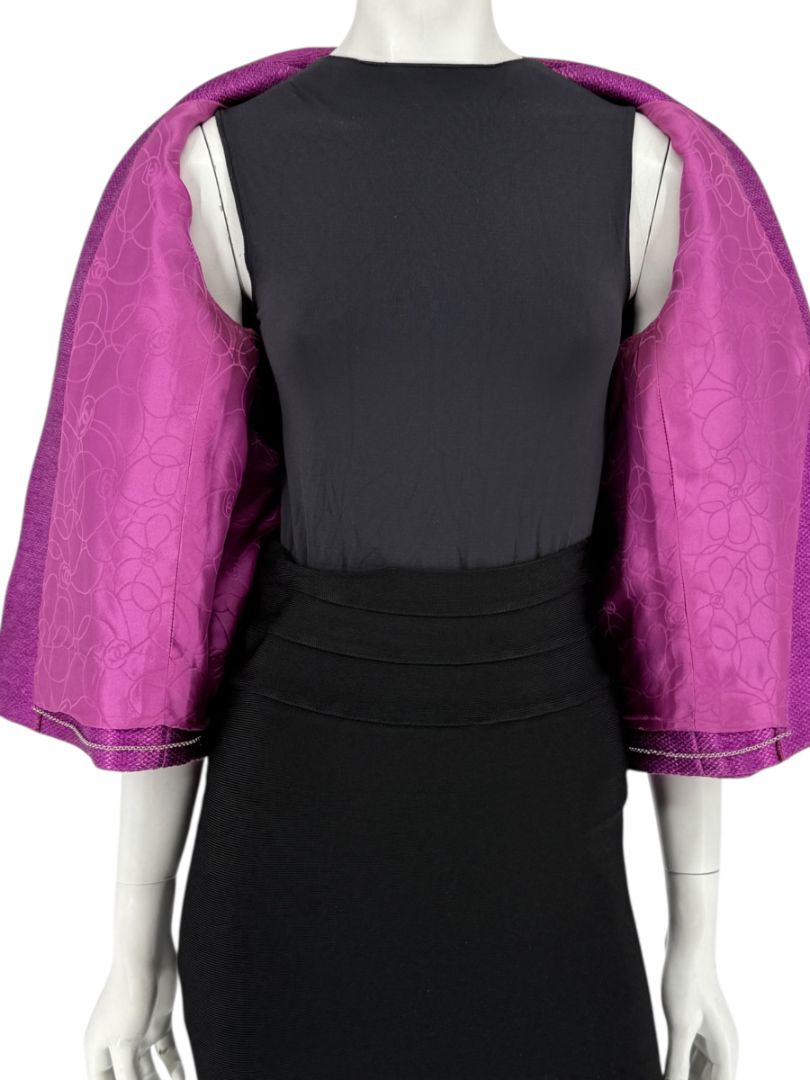 Chanel Fuchsia Textured Cotton-Blend Jacket – Size 42