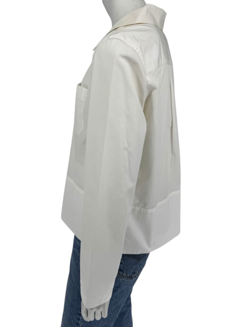 Chanel Ivory Zip-Front Cotton Blouse – Size 42